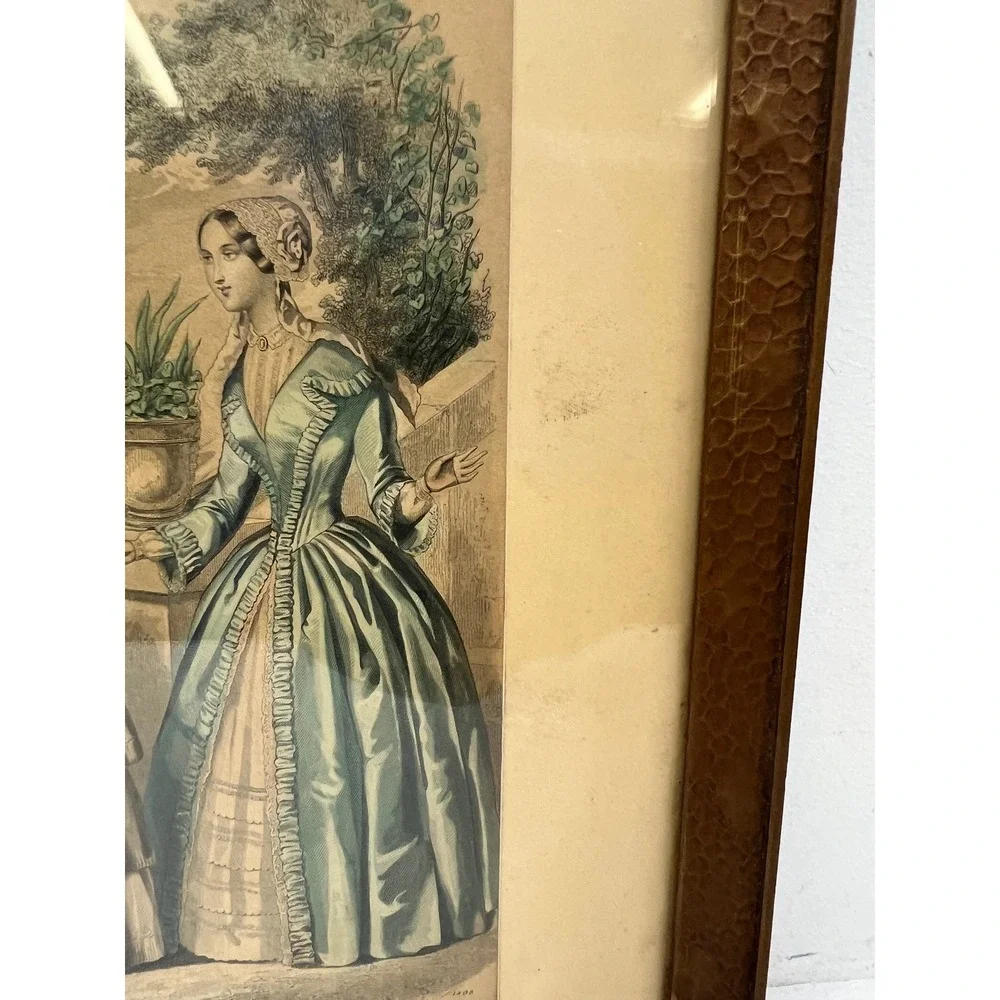 Vintage Wood Hammered Frame FITS 9x11 Victorian Fashion Plate Art Glass Decor